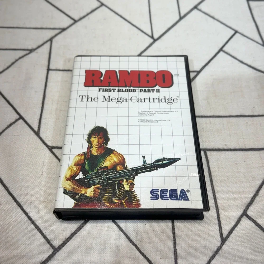 Sega Rambo First Blood Part II Master System Game Black CIB Tested